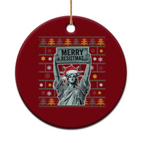 Funny Liberty Statue Ugly Sweater Gift Ceramic Ornament Merry Resistmas - Wonder Print Shop