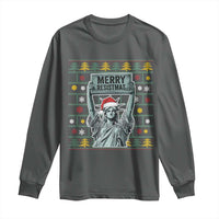 Funny Liberty Statue Ugly Sweater Gift Long Sleeve Shirt Merry Resistmas - Wonder Print Shop