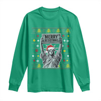 Funny Liberty Statue Ugly Sweater Gift Long Sleeve Shirt Merry Resistmas - Wonder Print Shop