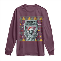 Funny Liberty Statue Ugly Sweater Gift Long Sleeve Shirt Merry Resistmas - Wonder Print Shop