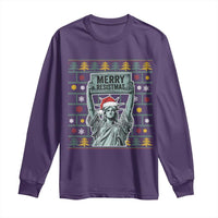 Funny Liberty Statue Ugly Sweater Gift Long Sleeve Shirt Merry Resistmas - Wonder Print Shop