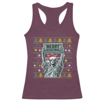 Funny Liberty Statue Ugly Sweater Gift Racerback Tank Top Merry Resistmas - Wonder Print Shop