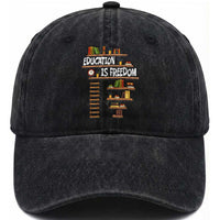 Education Is Freedom Washed Cotton Baseball Cap African American History Africa Map Books