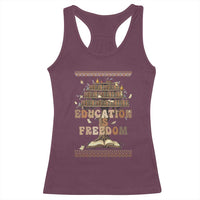 Education Is Freedom Teacher Gift Racerback Tank Top Inspirational Africa Map Book Stack - Wonder Print Shop