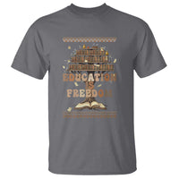 Education Is Freedom Teacher Gift T Shirt Inspirational Africa Map Book Stack - Wonder Print Shop
