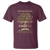Education Is Freedom Teacher Gift T Shirt Inspirational Africa Map Book Stack - Wonder Print Shop