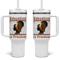 Education Is Freedom Tumbler With Handle Black History Women Teacher Gift - Wonder Print Shop