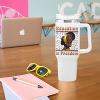 Education Is Freedom Tumbler With Handle Black History Women Teacher Gift - Wonder Print Shop
