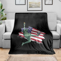 Funny Statue Of Liberty Playing Soccer Throw Blanket New Yorker Fan Gift