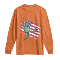 Funny Statue Of Liberty Playing Soccer Long Sleeve Shirt New Yorker Fan Gift