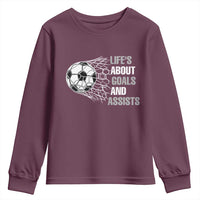 Funny Life Is About Goals And Assists Youth Sweatshirt Soccer Lover