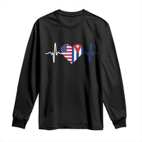 Heartbeat Cuba USA Long Sleeve Shirt Cuban American Pride