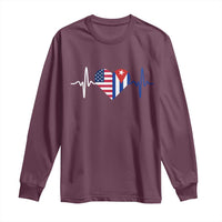 Heartbeat Cuba USA Long Sleeve Shirt Cuban American Pride