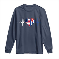 Heartbeat Cuba USA Long Sleeve Shirt Cuban American Pride