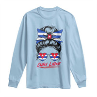 Cuba Libre Long Sleeve Shirt Messy Bun Cuban Woman Sunglasses