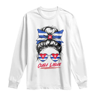Cuba Libre Long Sleeve Shirt Messy Bun Cuban Woman Sunglasses