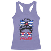 Cuba Libre Racerback Tank Top Messy Bun Cuban Woman Sunglasses