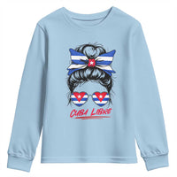 Cuba Libre Youth Sweatshirt Messy Bun Cuban Woman Sunglasses