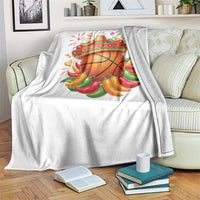 Funny Cinco De Mayo Basketball Throw Blanket Mexican Fiesta Hoops Party