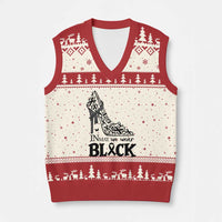 In May We Wear Black V-Neck Knit Sweater Vest Skin Cancer Support Gift For Her