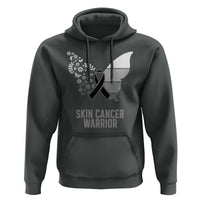 Floral Butterfly Melanoma Awarenes Hoodie Black Ribbon Warrior Support Gift