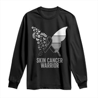 Floral Butterfly Melanoma Awarenes Long Sleeve Shirt Black Ribbon Warrior Support Gift
