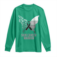 Floral Butterfly Melanoma Awarenes Long Sleeve Shirt Black Ribbon Warrior Support Gift