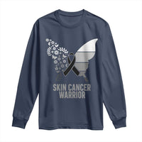 Floral Butterfly Melanoma Awarenes Long Sleeve Shirt Black Ribbon Warrior Support Gift
