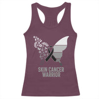 Floral Butterfly Melanoma Awarenes Racerback Tank Top Black Ribbon Warrior Support Gift