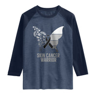 Floral Butterfly Melanoma Awarenes Raglan Shirt Black Ribbon Warrior Support Gift