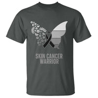Floral Butterfly Melanoma Awarenes T Shirt Black Ribbon Warrior Support Gift