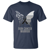 Floral Butterfly Melanoma Awarenes T Shirt Black Ribbon Warrior Support Gift