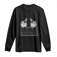 Fuck Melanoma Long Sleeve Shirt Skeleton Hand Black Ribbon Awareness
