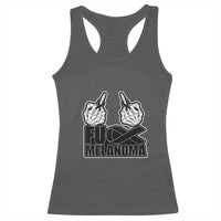 Fuck Melanoma Racerback Tank Top Skeleton Hand Black Ribbon Awareness