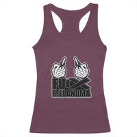 Fuck Melanoma Racerback Tank Top Skeleton Hand Black Ribbon Awareness