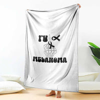 Fuck Melanoma Awareness Throw Blanket Skeleton Hand Ribbon Warrior Gift