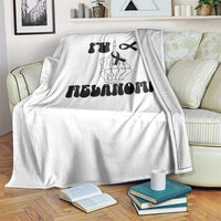 Fuck Melanoma Awareness Throw Blanket Skeleton Hand Ribbon Warrior Gift