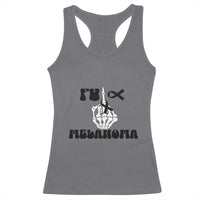 Fuck Melanoma Awareness Racerback Tank Top Skeleton Hand Ribbon Warrior Gift