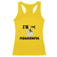 Fuck Melanoma Awareness Racerback Tank Top Skeleton Hand Ribbon Warrior Gift