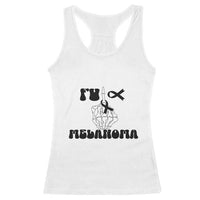 Fuck Melanoma Awareness Racerback Tank Top Skeleton Hand Ribbon Warrior Gift