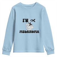 Fuck Melanoma Awareness Youth Sweatshirt Skeleton Hand Ribbon Warrior Gift