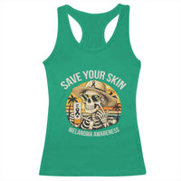 Funny Melanoma Cancer Awareness Graphic Racerback Tank Top Save Your Skin