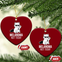 Melanoma Fighter Cat Ceramic Ornament Not Today Skin Cancer Awareness