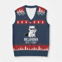 Melanoma Fighter Cat V-Neck Knit Sweater Vest Not Today Skin Cancer Awareness