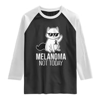 Melanoma Fighter Cat Raglan Shirt Not Today Skin Cancer Awareness