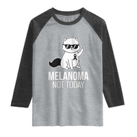 Melanoma Fighter Cat Raglan Shirt Not Today Skin Cancer Awareness