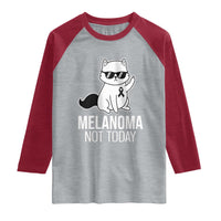 Melanoma Fighter Cat Raglan Shirt Not Today Skin Cancer Awareness