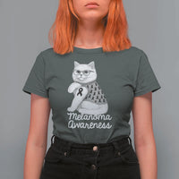British Shorthair Skin Cancer Awareness T Shirt For Women Melanoma Fighter Cat Gift