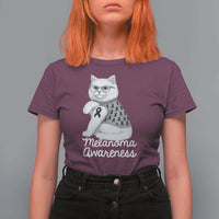 British Shorthair Skin Cancer Awareness T Shirt For Women Melanoma Fighter Cat Gift