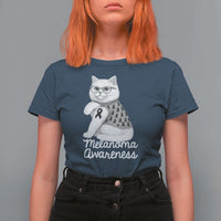 British Shorthair Skin Cancer Awareness T Shirt For Women Melanoma Fighter Cat Gift